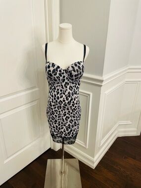 Marilyn Monroe Intimates Black and White Leopard Slip Dress
